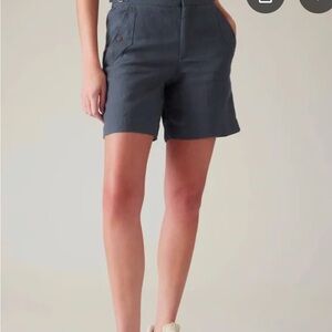 Athleta Gray High Waist Linen Shorts